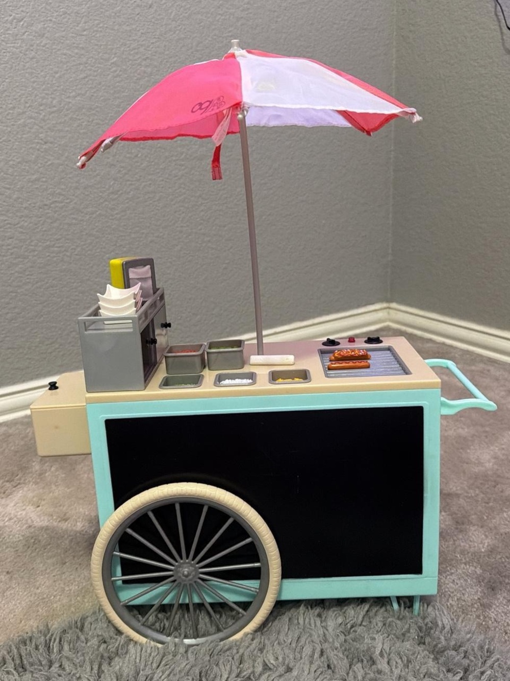 Target Mint, Black, Pink and White Play Food Cart with Umbrella